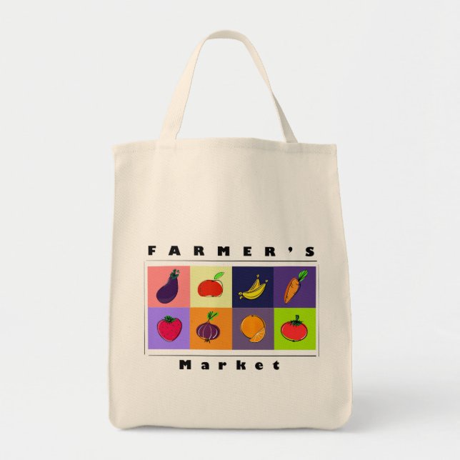 Bolsa Tote Modern Minimal Fruits & Veggies – Farmer’s Market (Frente)
