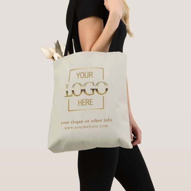 Bolsa Tote Modern Minimalist Custom Business Logo Promotional (Close Up)