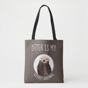 Bolsa Tote Modern Otter é meu Espírito Animal Brown