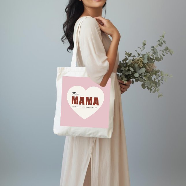 Bolsa Tote Modern Personalized Mama Heart Tote Bag (Criador carregado)