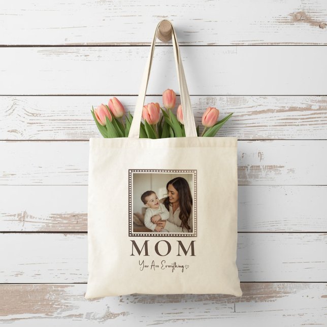 Bolsa Tote Modern Personalized Mom Photo Tote Bag Gift (Criador carregado)