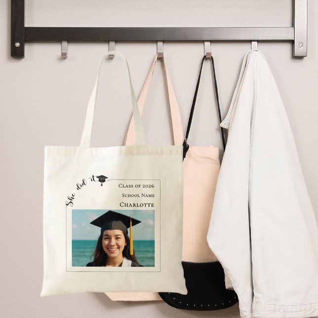 Bolsa Tote Modern photo Graduation (Criador carregado)
