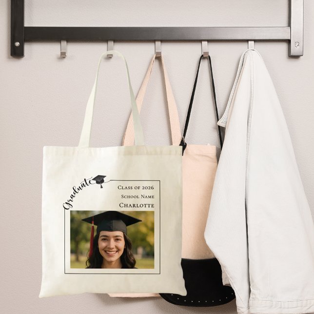 Bolsa Tote Modern photo senior Graduate (Criador carregado)