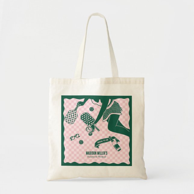 Bolsa Tote Modern Pickleball & Prosecco Bachelorette Weekend (Frente)