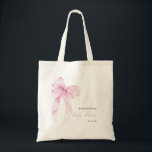 Bolsa Tote Modern Pink Coquette Bow Baby Shower<br><div class="desc">Celebrate the mom-to-be in style with this Modern Pink Coquette Bow Baby Shower Tote Bag. Featuring a chic pink bow design paired with elegant modern typography, this personalized tote adds a charming and feminine touch to any baby shower celebration. Perfect as a gift bag, favor bag, or keepsake for the...</div>
