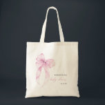 Bolsa Tote Modern Pink Coquette Bow Baby Shower<br><div class="desc">Celebrate the mom-to-be in style with this Modern Pink Coquette Bow Baby Shower Tote Bag. Featuring a chic pink bow design paired with elegant modern typography, this personalized tote adds a charming and feminine touch to any baby shower celebration. Perfect as a gift bag, favor bag, or keepsake for the...</div>