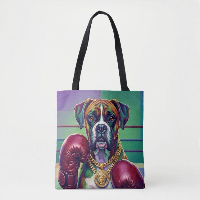 Bolsa Tote Modern Pop Art Boxer Dog Boxing Athlete (Frente)