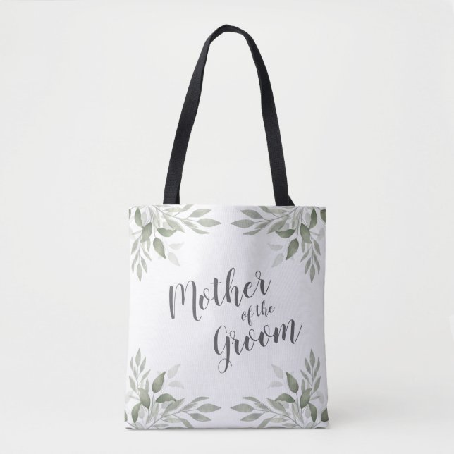 Bolsa Tote Modern Sage Greenery Mãe do Noivo (Frente)