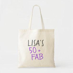 Bolsa Tote Modern Stylish Name Purple 50 Fabulous Birthday