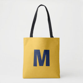 Bolsa Tote Modern stylish yellow& blue monogram initial 