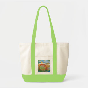 Bolsa Tote Modern Watercolor Orange e Green Seashell T-Shir