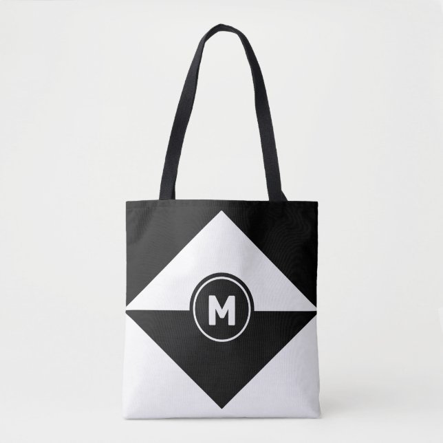 Bolsa Tote Moderna Abstrata Preta e Branca (Frente)