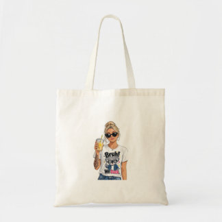 Bolsa Tote Moderna "Bruh! Voltamos" Garota de Café Gelado Est
