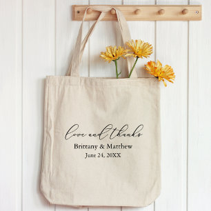 Bolsa Tote Moderna Caligrafia Minimalista de Casamento Amor e