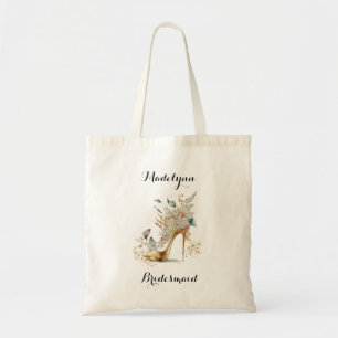 Bolsa Tote Moderna Elegante Verde e Dourada Bridesmaid