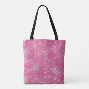 Bolsa tote moderna em rosa étnico com mandala flor