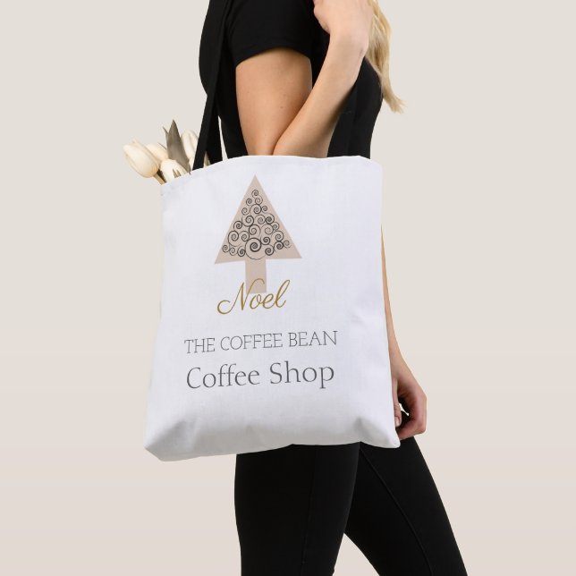 Bolsa Tote Moderna Marca de Negócios de Cafeteria de Natal (Close Up)