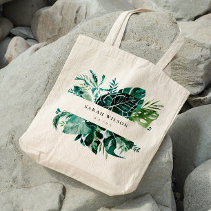 Bolsa Tote Moderna Monstera Green Foliage Bride
