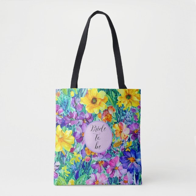 Bolsa Tote Moderna Noiva Elegante Aquarela Floral Para Ela (Frente)