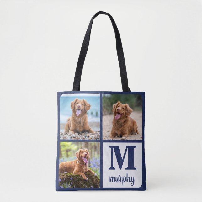 Bolsa Tote Moderno 3 Pet Foto Monograma (Frente)