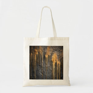 Bolsa Tote Moderno Abstracto Preto e Drips Dourados Metálicos