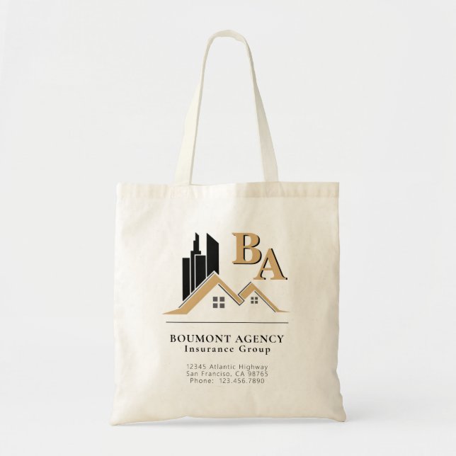 Bolsa Tote Moderno adicione seu próprio logotipo profissional (Frente)