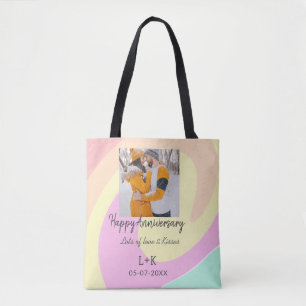 Bolsa Tote Moderno Boho feliz aniversário adicione nome data 