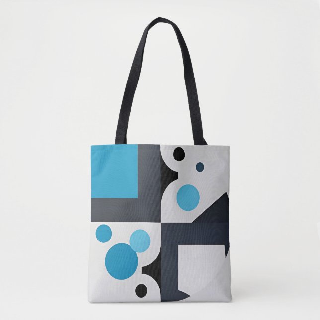 Bolsa Tote 🎨 Moderno Brilho Azul Abstrato ✨ Artístico Geomét (Frente)