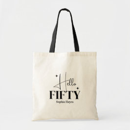 Bolsa Tote Moderno Chic Olá Cinquenta Aniversário de 50 anos 