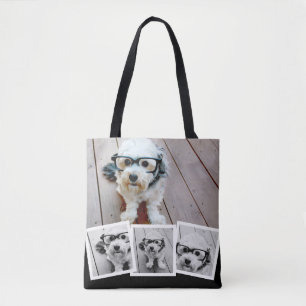 Bolsa Tote Moderno Colagem de 4 Fotos Branco Preto