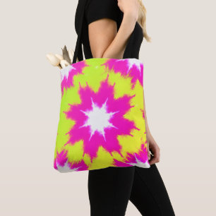 Bolsa Tote Moderno Dazzle Rosa Verde Amarelo Tie Dye