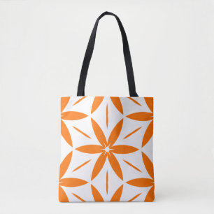 Bolsa Tote Moderno de Meados do Século Laranja Geométrico Flo