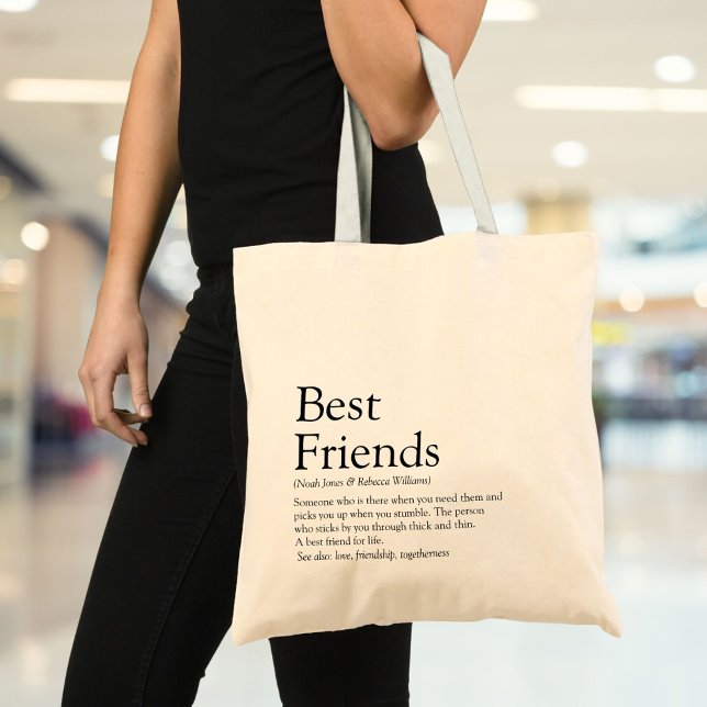 Bolsa Tote Moderno de Melhor Definição de Amigos (Personalized Best Friends Definition Modern Tote Bag)