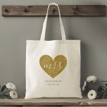 Bolsa Tote Moderno Dourado Futuro Cardíaco Sra.<br><div class="desc">Saco de tota concebido por medida personalizado,  com coração dourado e design de caligrafia manual moderna. Personalize com o novo sobrenome.</div>