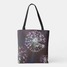 Bolsa Tote Moderno Elegante Roxo Floral Abstrato Fogos de Art