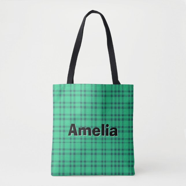 Bolsa Tote Moderno elegante Verificação Verde  (Frente)