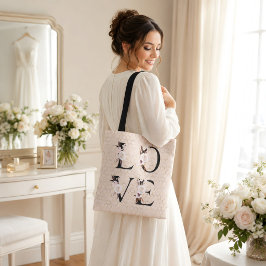 Bolsa Tote Moderno Estilo Elegante Amor Floral