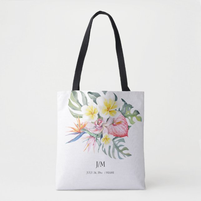 Bolsa Tote Moderno Floral Tropical Monstera (Frente)