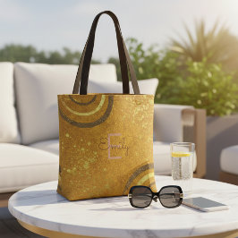 Bolsa Tote Moderno Glamour Chic Glitter Marrom Dourado Tendên