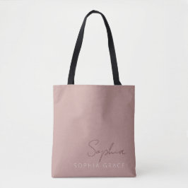 Bolsa Tote Moderno Monograma Script Manuscrito Pink