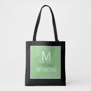 Bolsa Tote moderno monograma verde preto