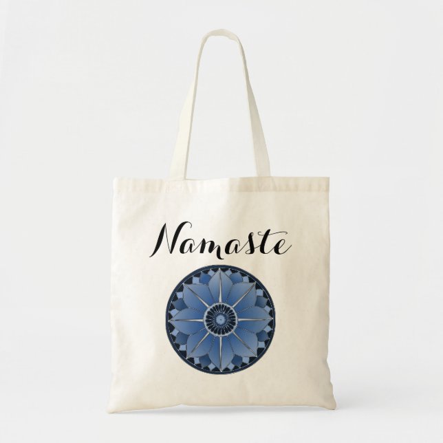 Bolsa Tote Moderno Namaste Blue Mandala (Frente)