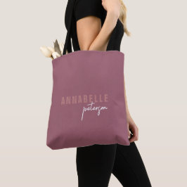 Bolsa Tote Moderno Simples Rosa Empoeirado Script Mínimo