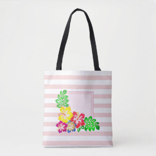 Bolsa Tote ModernStriped, Havaí Hibiscus - Personalizado