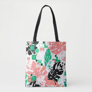 Bolsa Tote modo monstera exótico das folhas tropicais abstrat