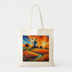 Bolsa Tote Moinho de vento no pôr do sol 5