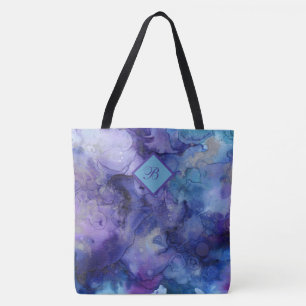 Bolsa Tote Mola Marmoreada Difundida em Púrpuras e Blues Bol