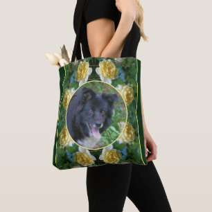 Bolsa Tote Moldura de Flor Rosa Amarelo Crie sua própria foto