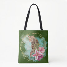 Moldura de leopardo e tropical em aquarela