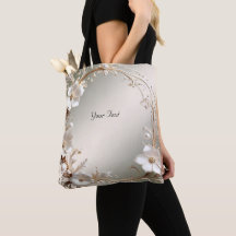 Bolsa Tote Moldura Floral Branca Ornamentada
